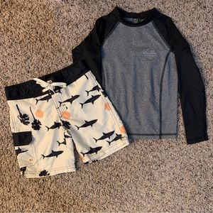 Boys swim trunks & long sleeve‎ rash guard